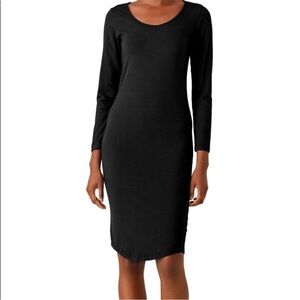 NWT Monrow Mommy Knit Black Dress Long Sleeve Scoop Neck Maternity Size Medium